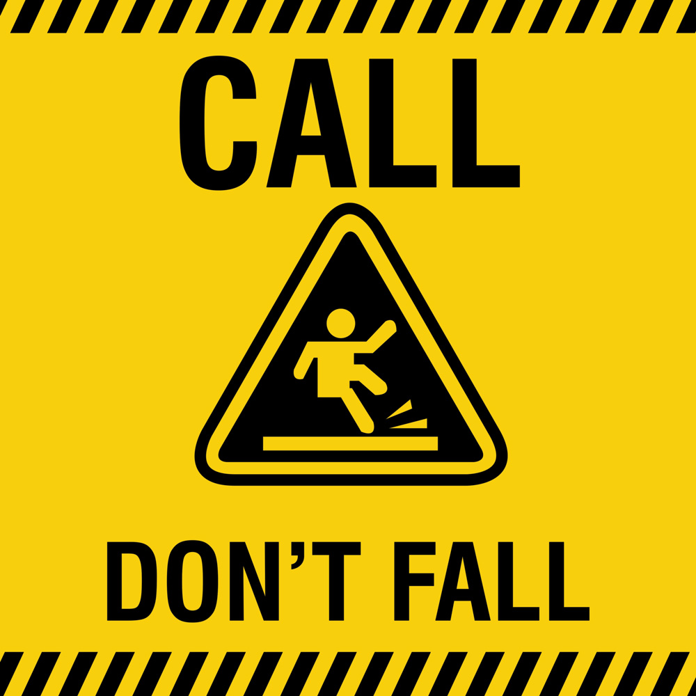 Square 'Call Don't Fall' tile Style 1 for hospitals, retirement homes and life care centers