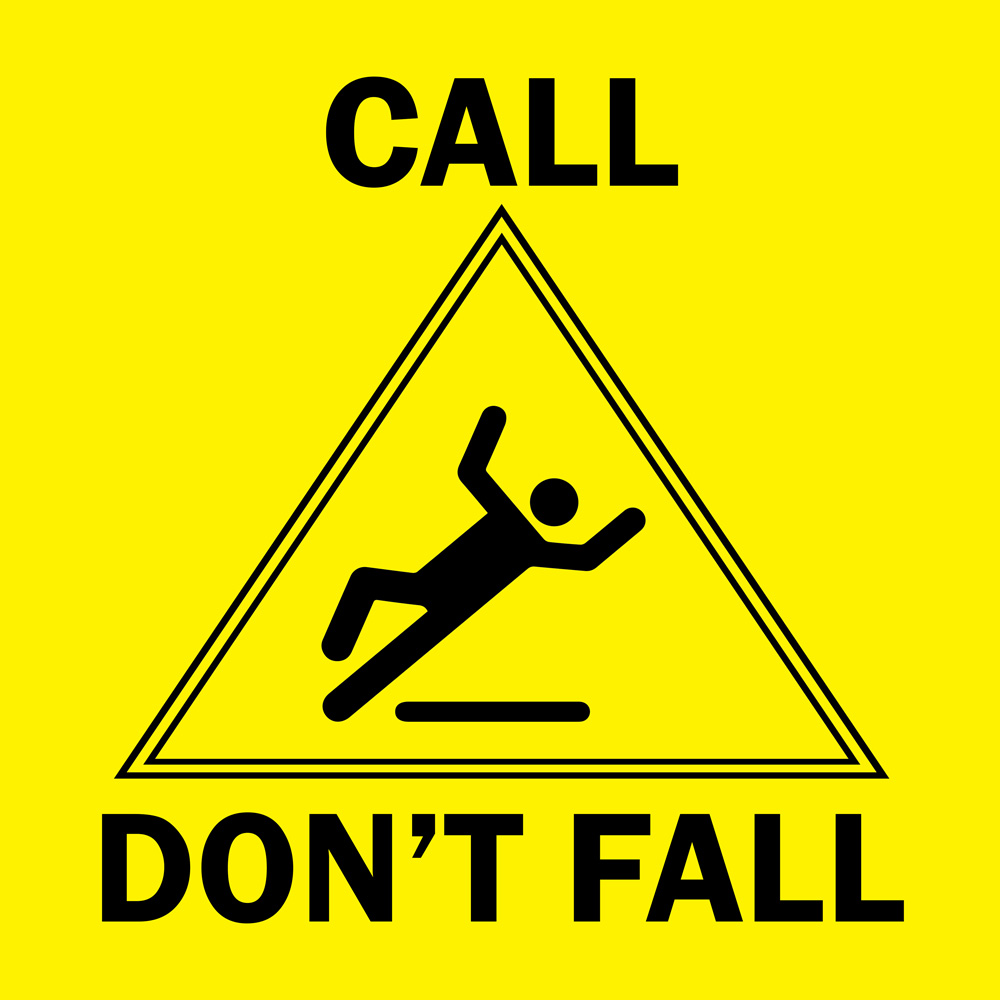 Square 'Call Don't Fall' tile Style 2 for hospitals, retirement homes and life care centers