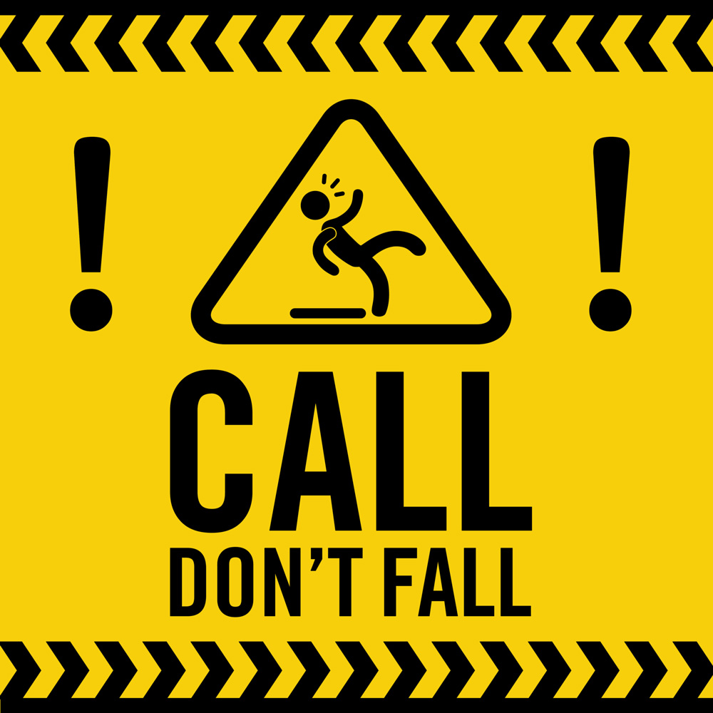 Square 'Call Don't Fall' tile Style 3 for hospitals, retirement homes and life care centers
