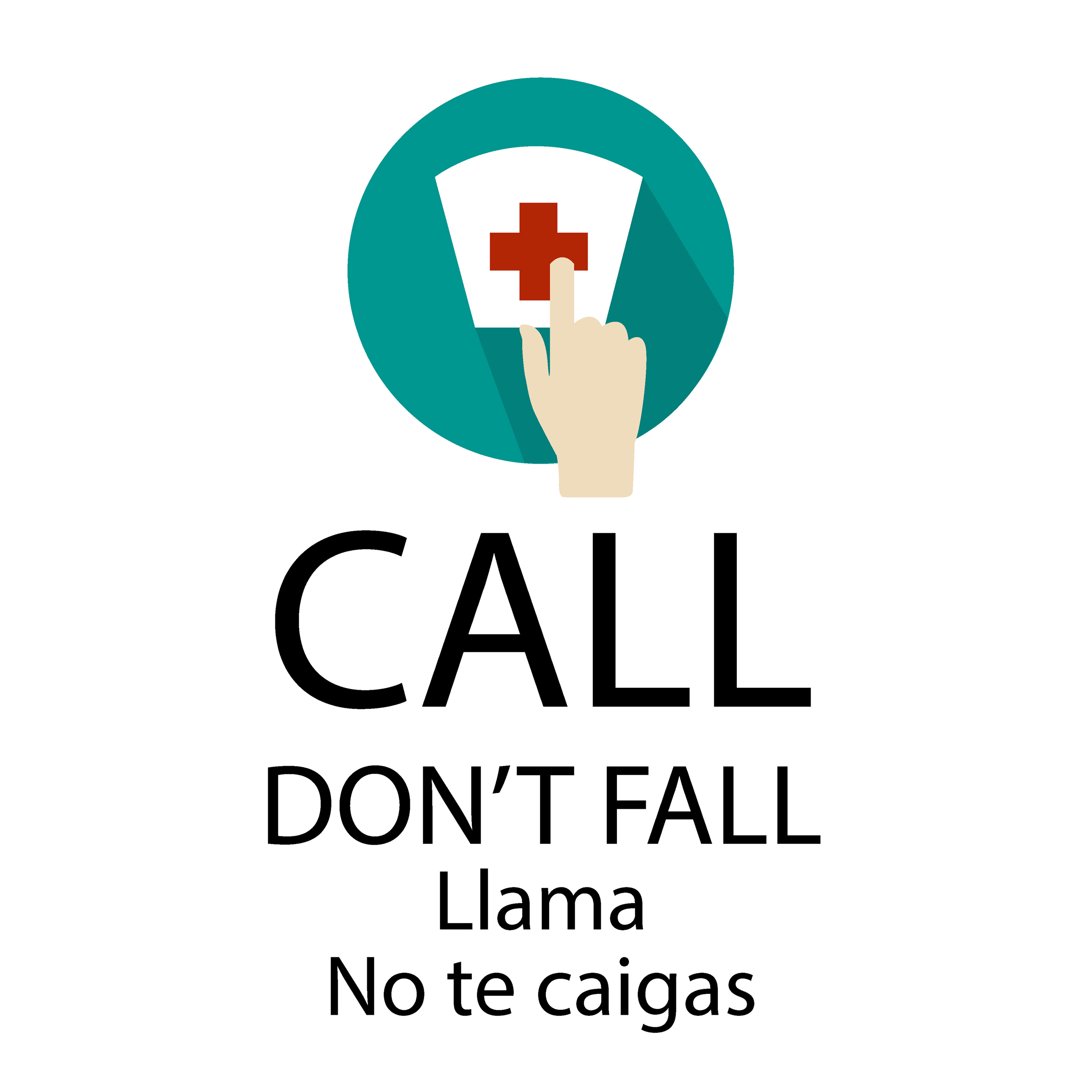 Azulejo 2 por 2 Llama no te caigas estilo 4 en español para hospitales, residencias de ancianos y centros de atención de la vida